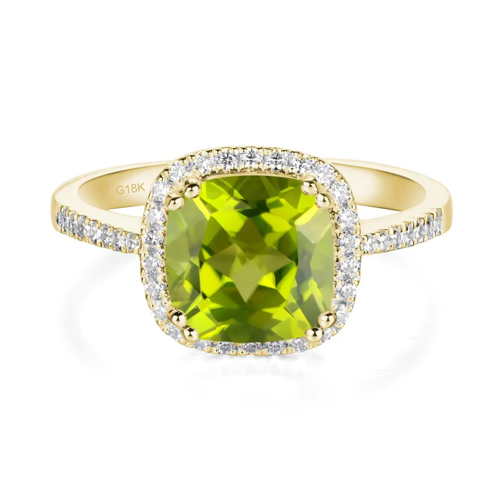Cushion Cut Peridot Halo Ring - Image 8