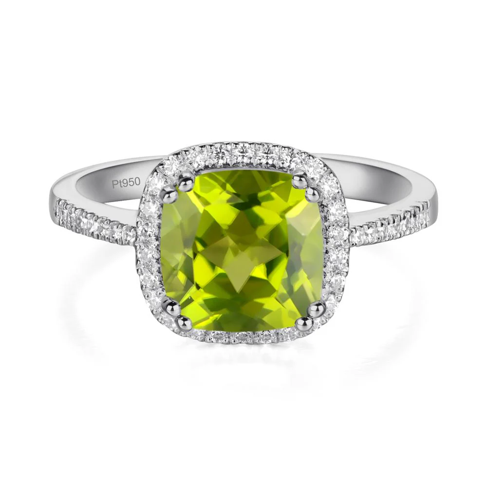 Cushion Cut Peridot Halo Ring - Image 9