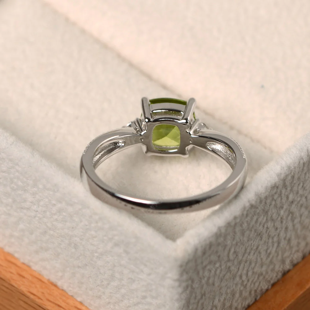 Cushion Cut Peridot Engagement Ring - Image 3