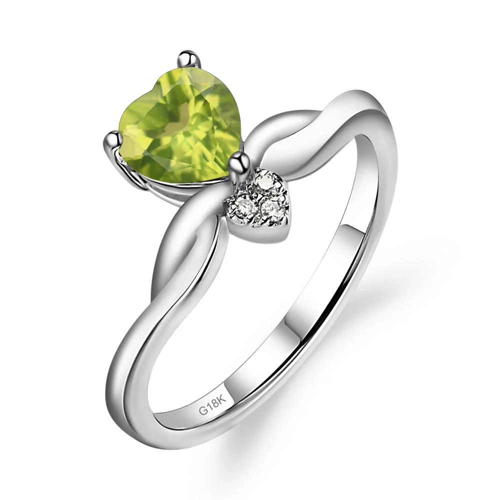 Dainty Twisted Peridot Engagement Ring - Image 7
