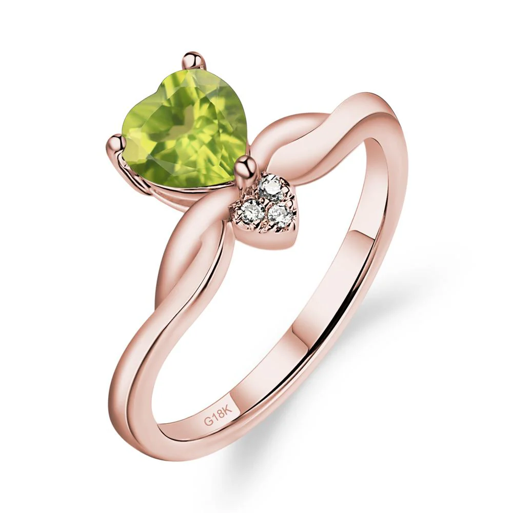 Dainty Twisted Peridot Engagement Ring - Image 9