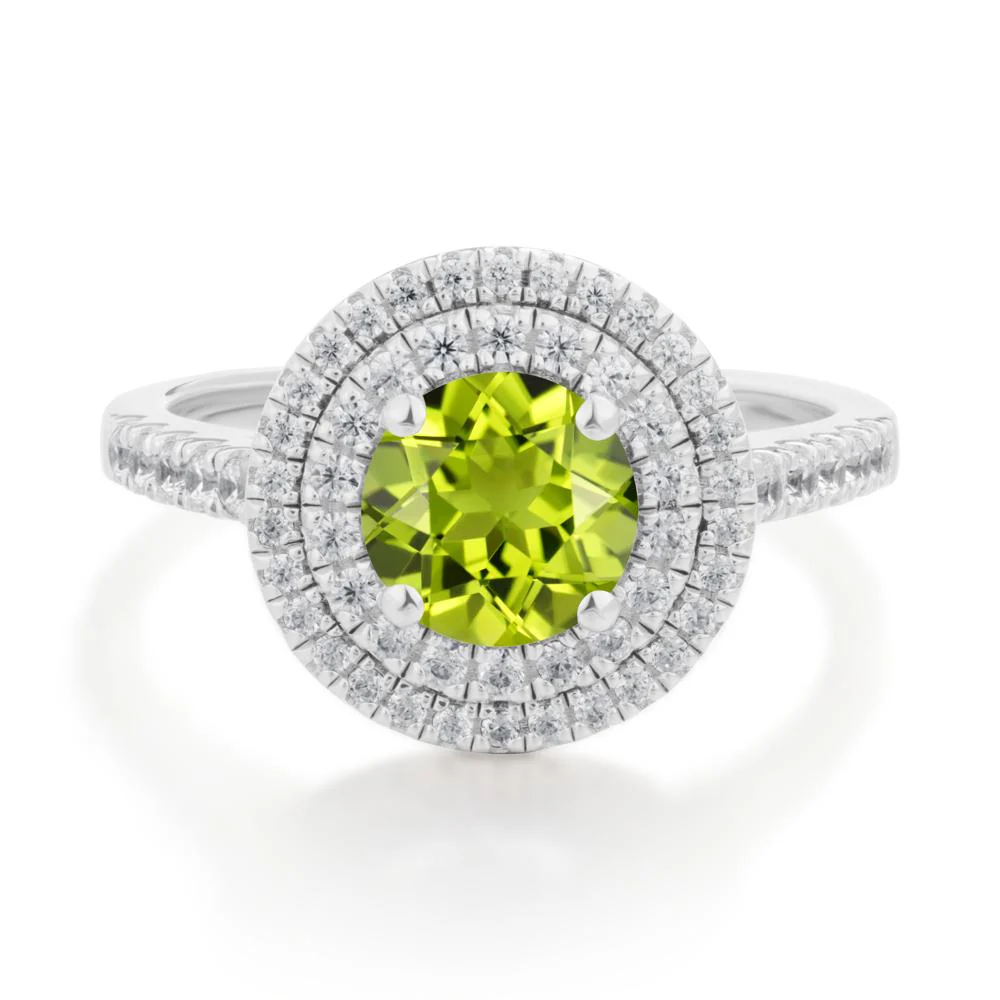 Peridot Ring Double Halo