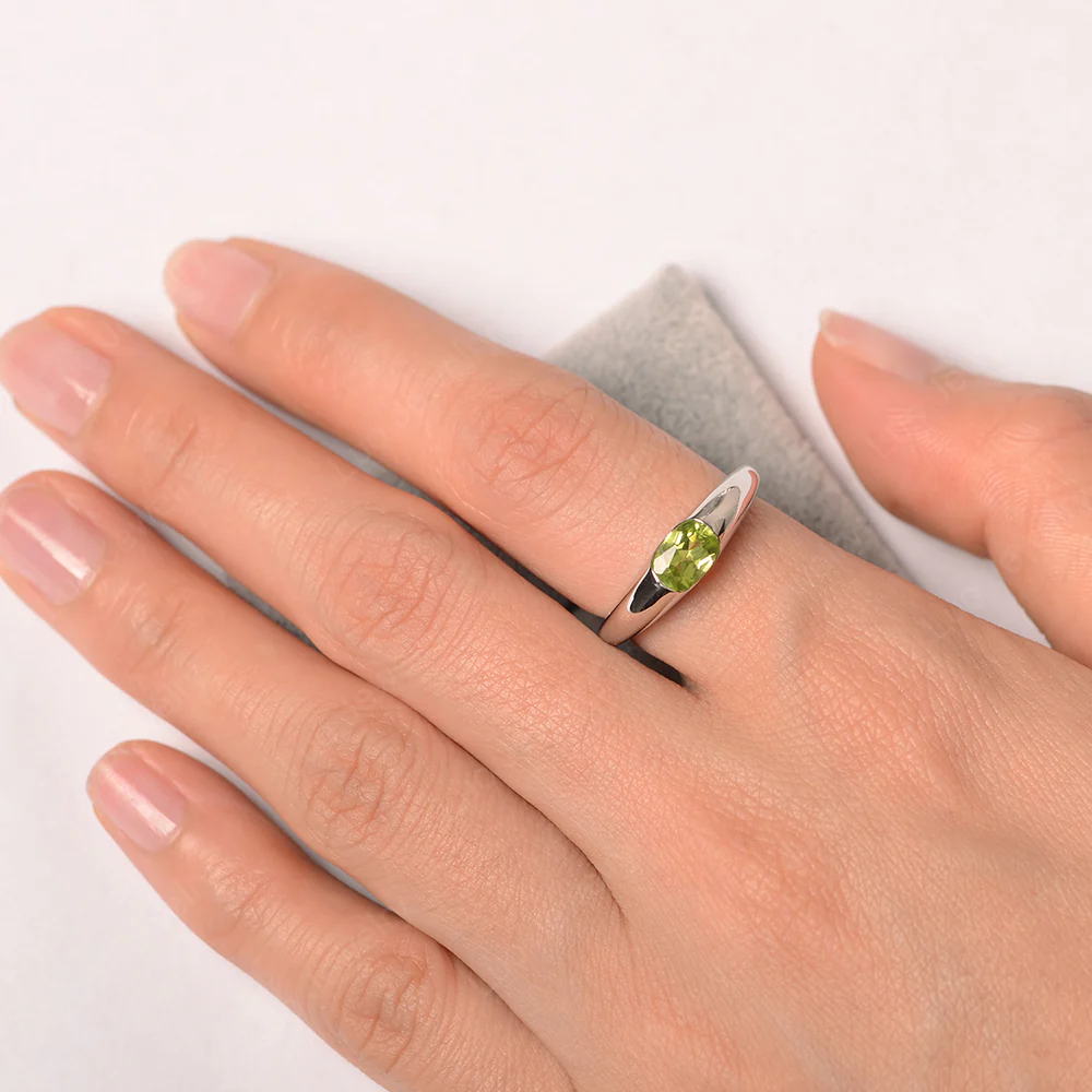 Peridot Low Profile Oval Engagement Ring - Image 3