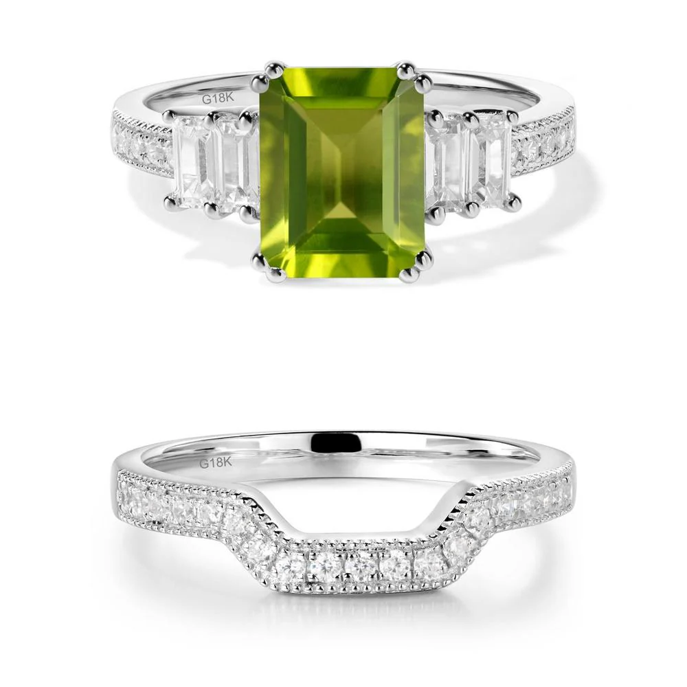 Emerald Cut Peridot Milgrain Ring - Image 11