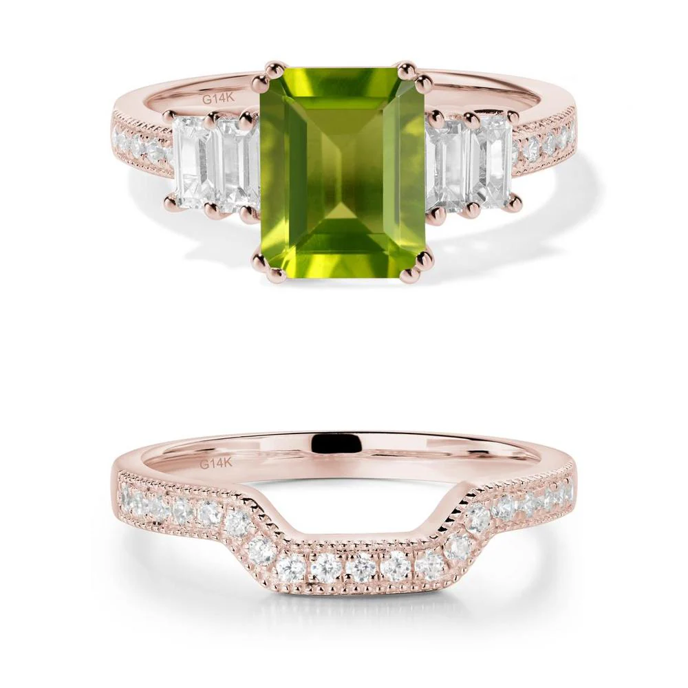 Emerald Cut Peridot Milgrain Ring - Image 15
