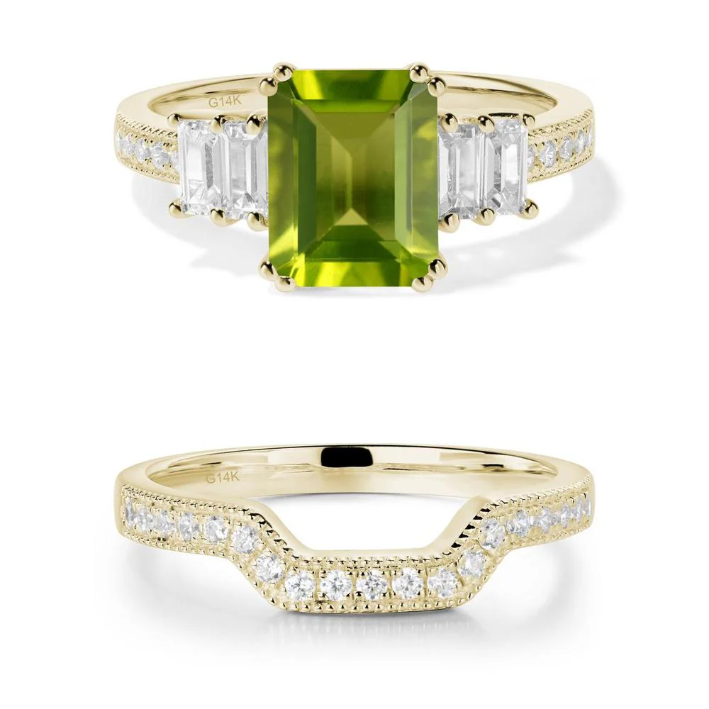 Emerald Cut Peridot Milgrain Ring - Image 19