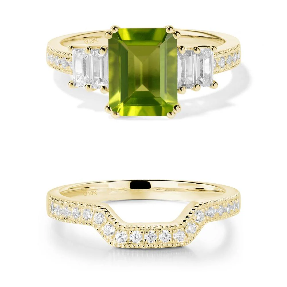 Emerald Cut Peridot Milgrain Ring - Image 23