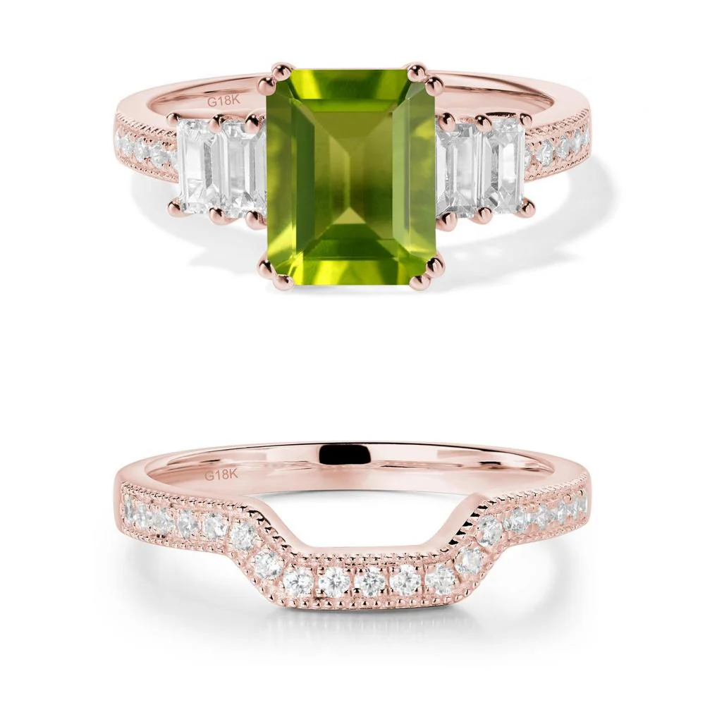 Emerald Cut Peridot Milgrain Ring - Image 25