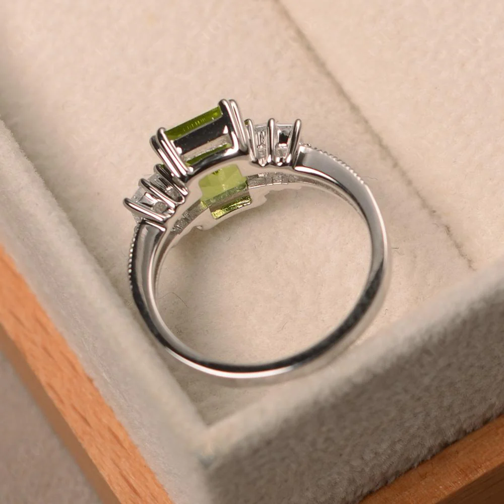 Emerald Cut Peridot Milgrain Ring - Image 31