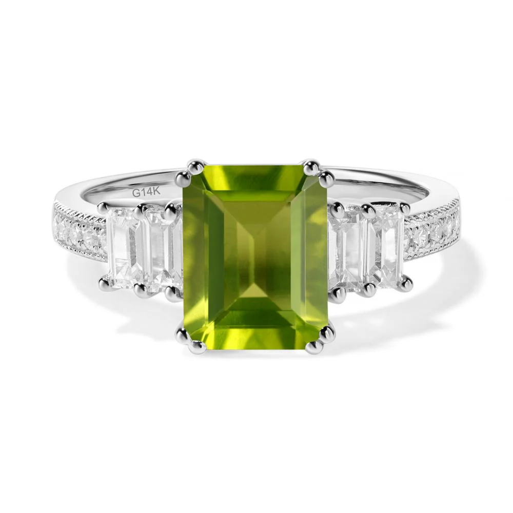 Emerald Cut Peridot Milgrain Ring - Image 4