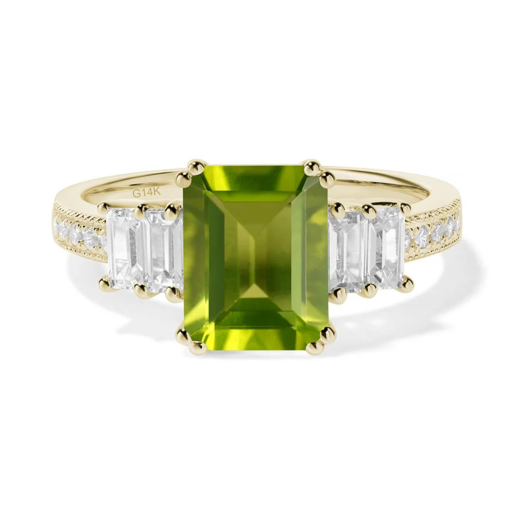 Emerald Cut Peridot Milgrain Ring - Image 5