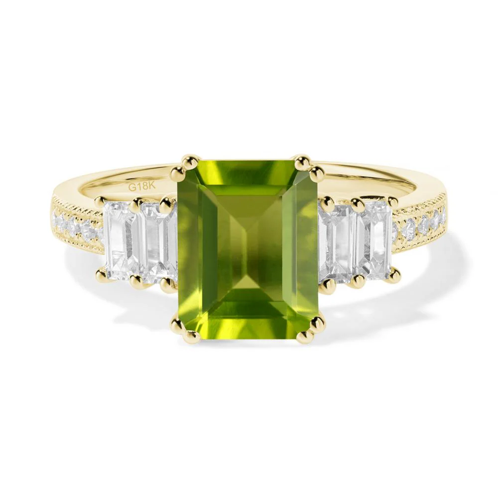 Emerald Cut Peridot Milgrain Ring - Image 7