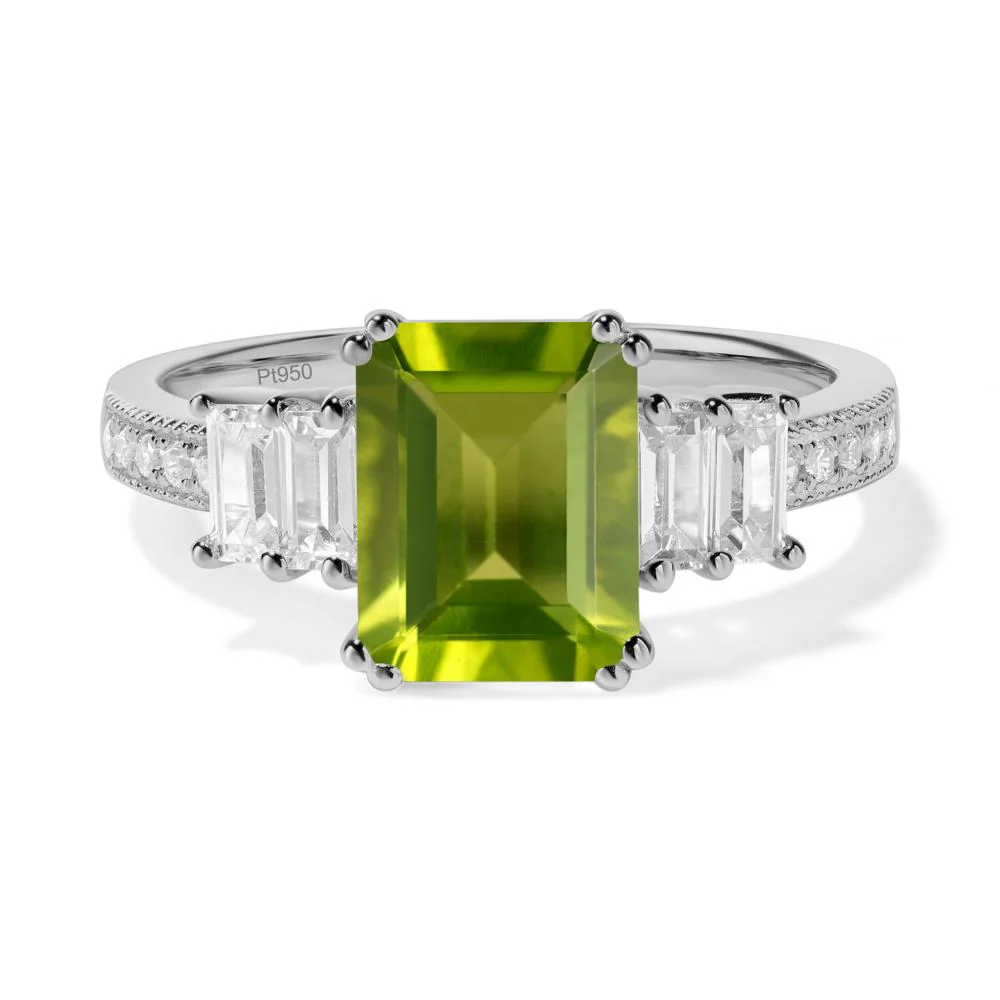 Emerald Cut Peridot Milgrain Ring - Image 9