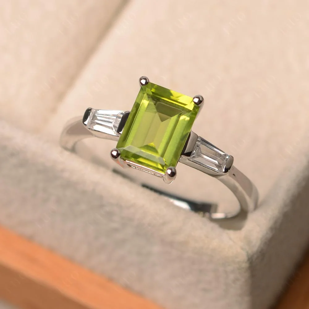 Peridot Tapered Baguette Engagement Ring - Image 29