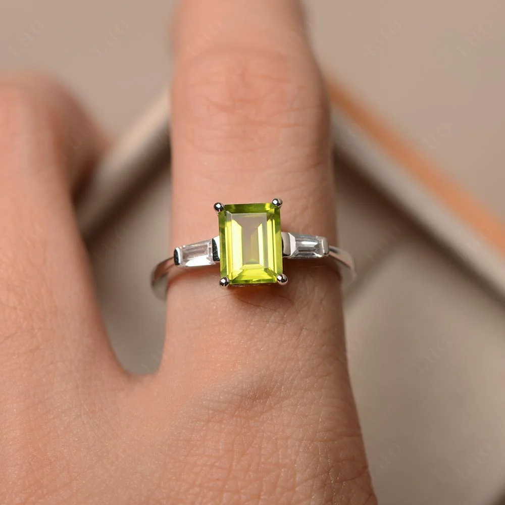 Peridot Tapered Baguette Engagement Ring - Image 32