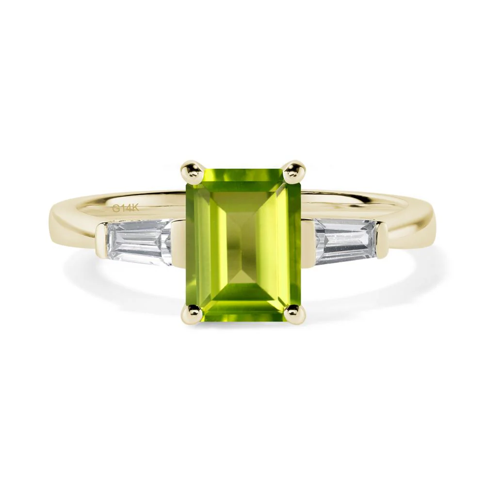 Peridot Tapered Baguette Engagement Ring - Image 4