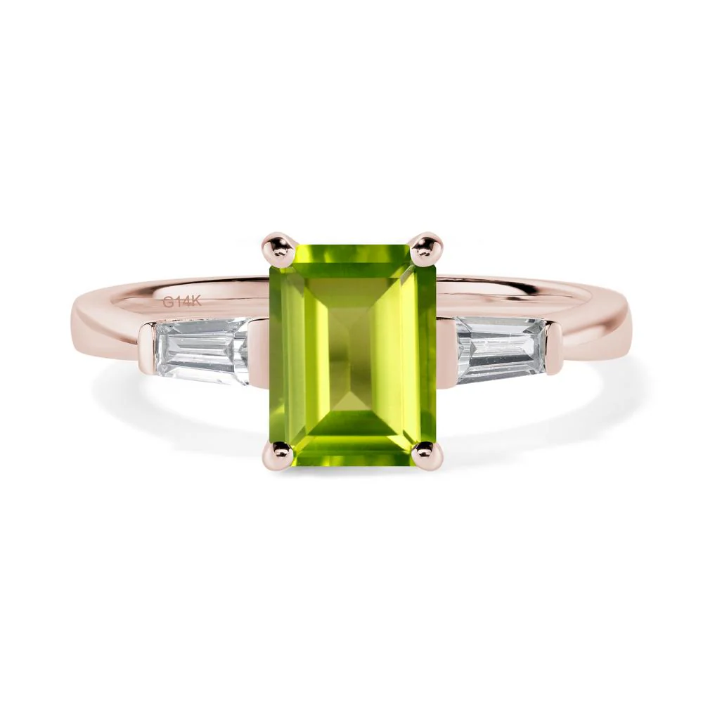 Peridot Tapered Baguette Engagement Ring - Image 5