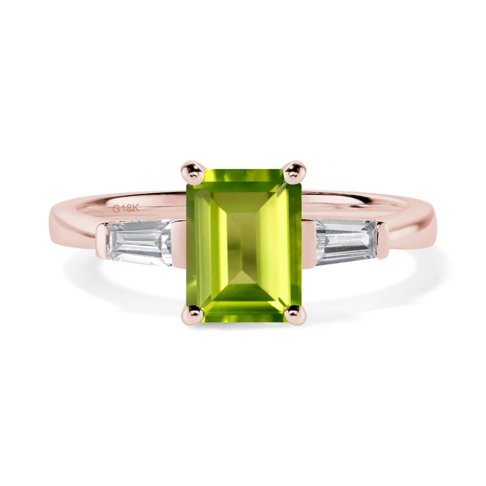 Peridot Tapered Baguette Engagement Ring - Image 8