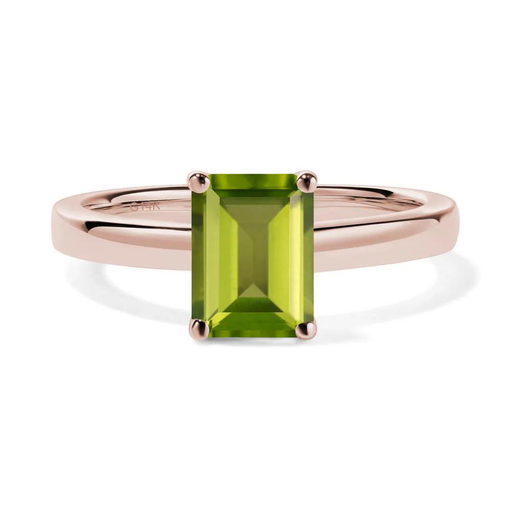 Peridot Plain Band Solitaire Engagement Ring - Image 2