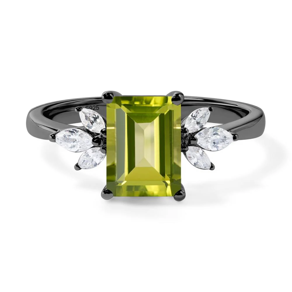 Sunburst Emerald Cut Peridot Ring - Image 3