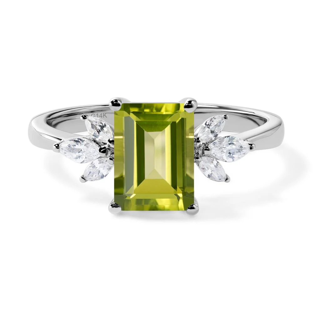 Sunburst Emerald Cut Peridot Ring - Image 4