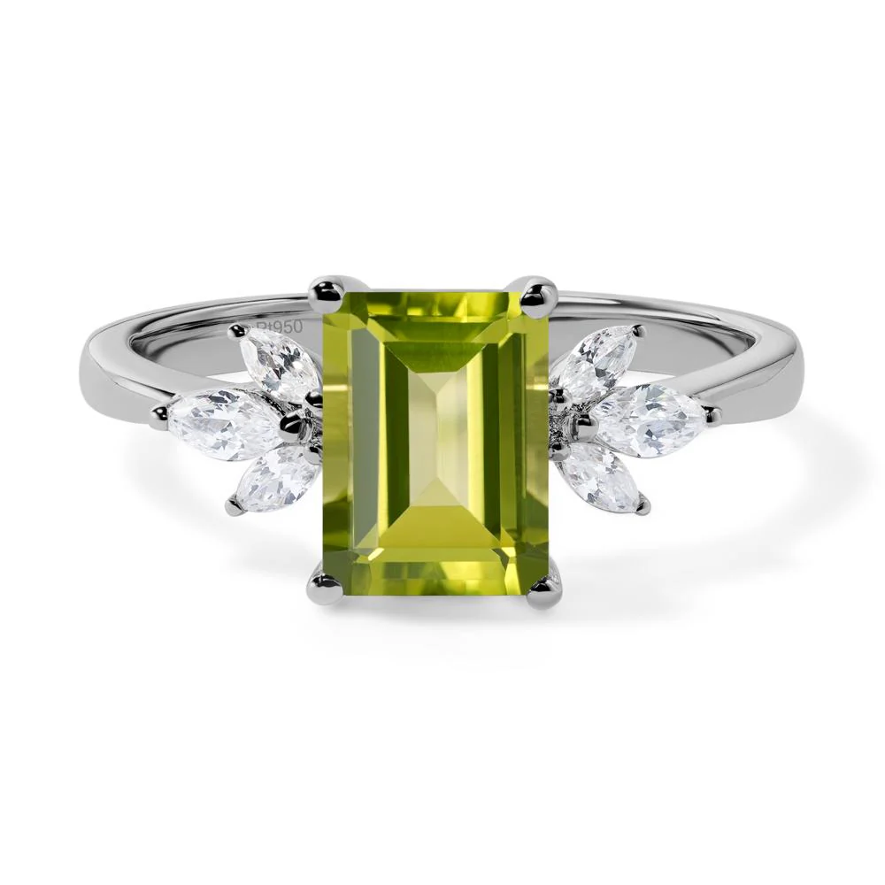 Sunburst Emerald Cut Peridot Ring - Image 6