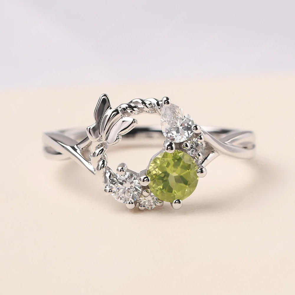 Peridot Floral Cluster Ring