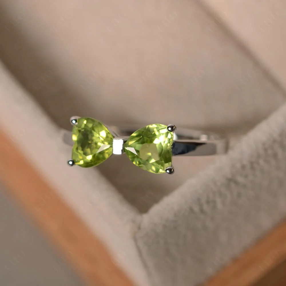 Peridot Two Stone Heart Ring - Image 10