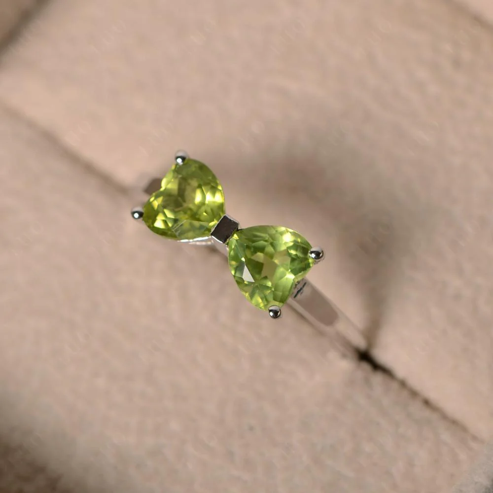 Peridot Two Stone Heart Ring - Image 11