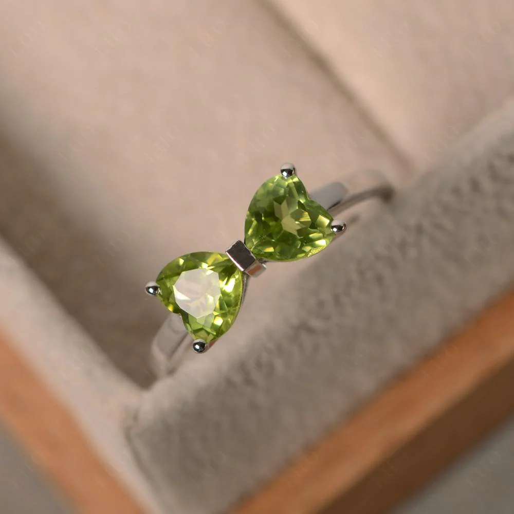 Peridot Two Stone Heart Ring - Image 12