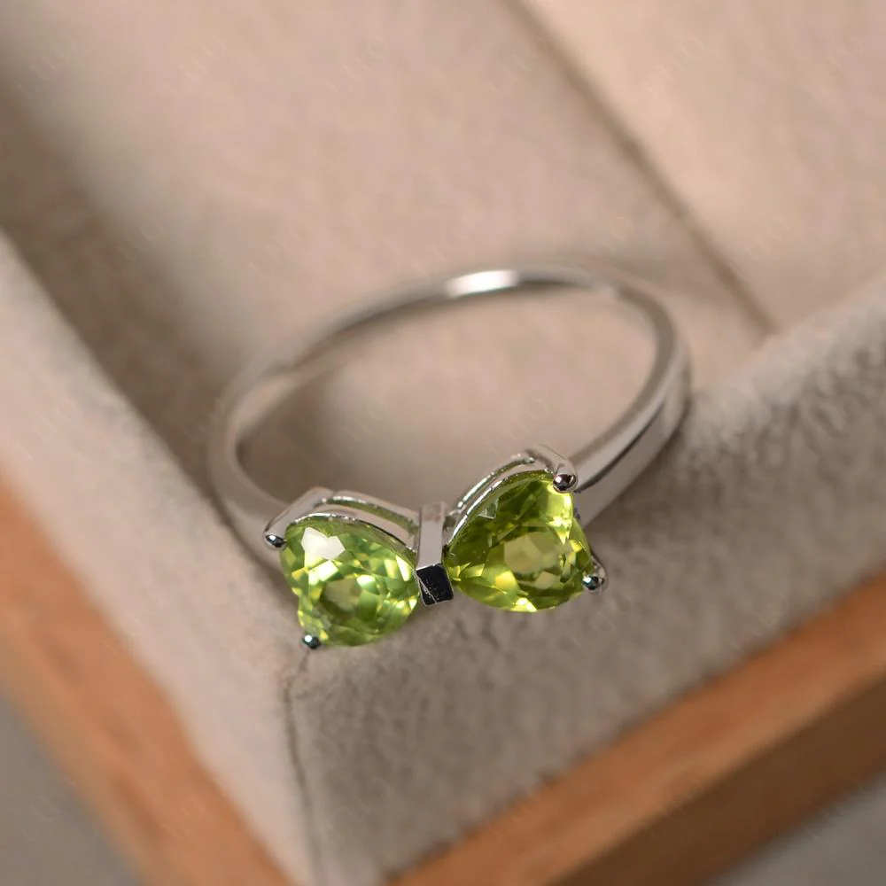 Peridot Two Stone Heart Ring - Image 13