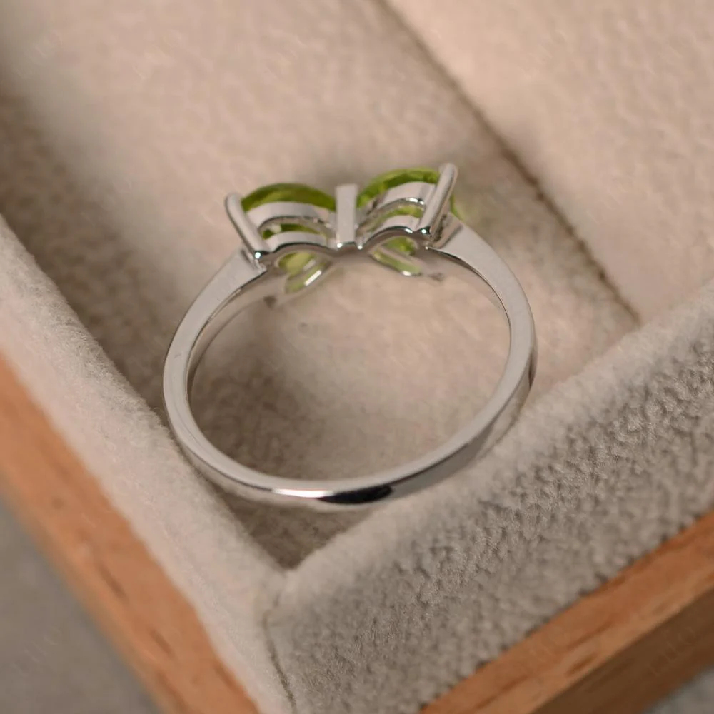 Peridot Two Stone Heart Ring - Image 14