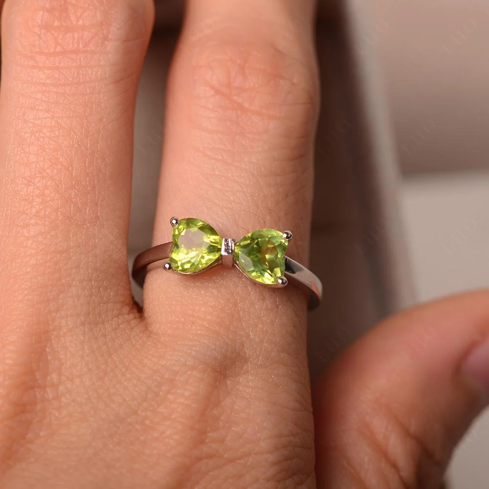 Peridot Two Stone Heart Ring - Image 15