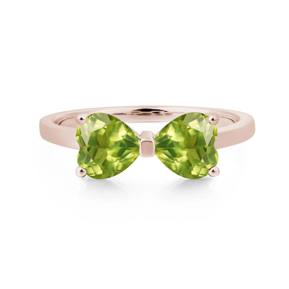 Peridot Two Stone Heart Ring - Image 5