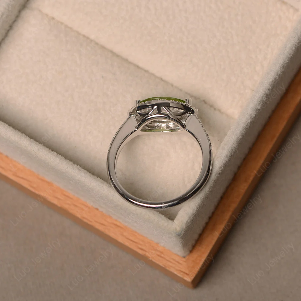 Peridot Marquise Halo Engagement Ring - Image 3