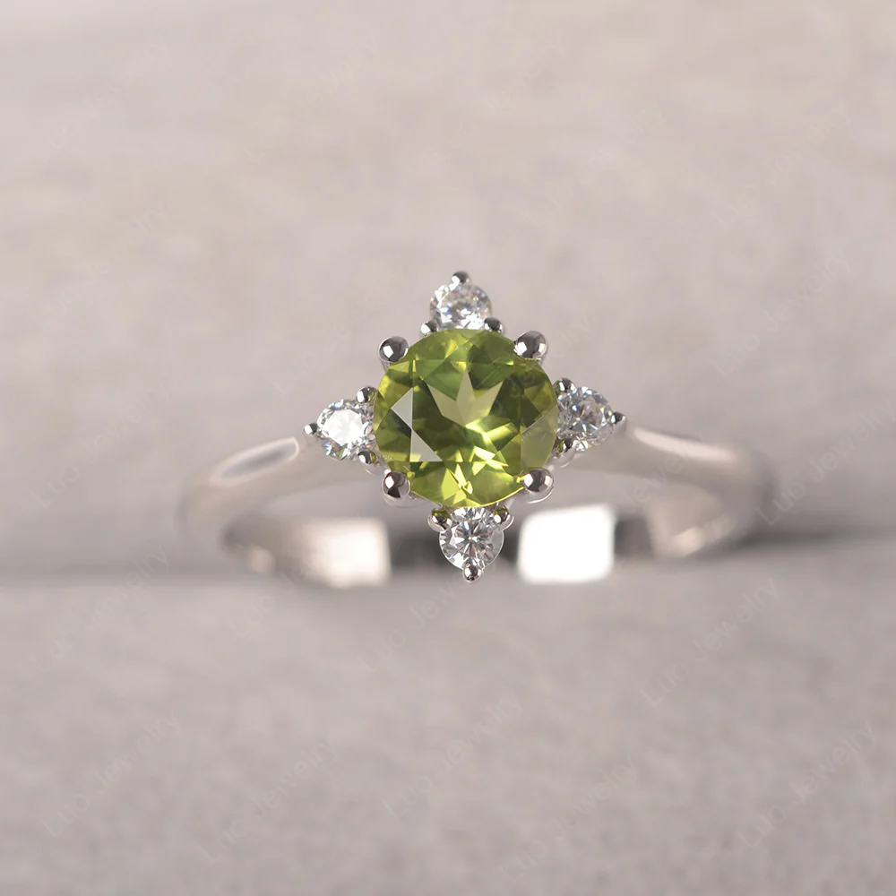 Peridot Starburst Engagement Ring