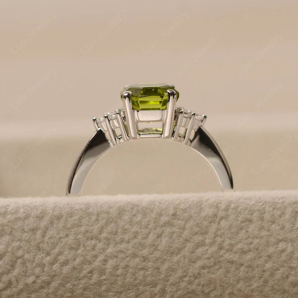 Octagon Cut Peridot Engagement Ring - Image 3