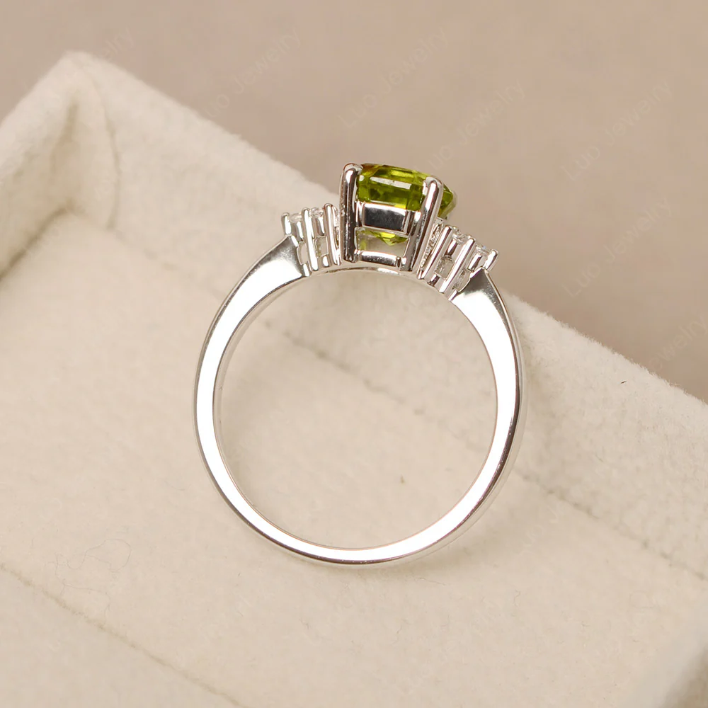 Octagon Cut Peridot Engagement Ring - Image 4