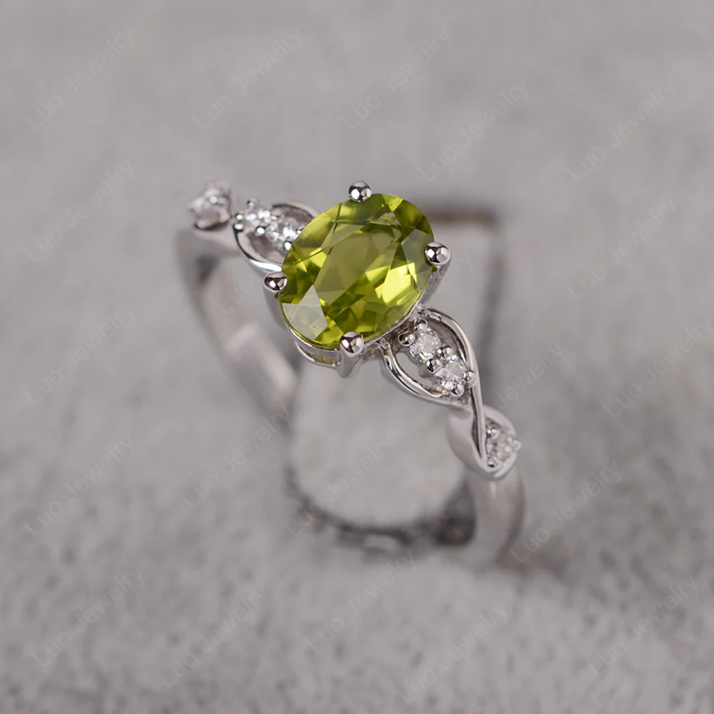 Oval Peridot Infinity Engagement Ring - Image 2