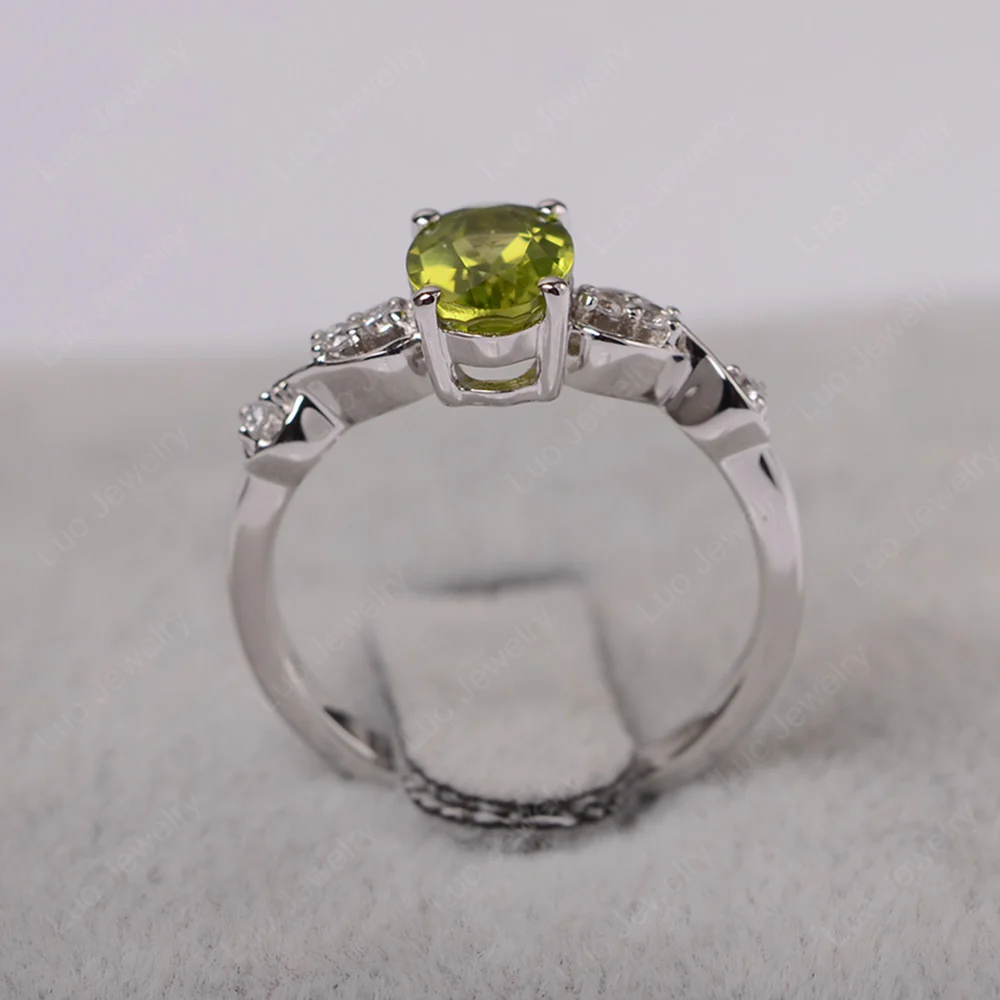 Oval Peridot Infinity Engagement Ring - Image 3
