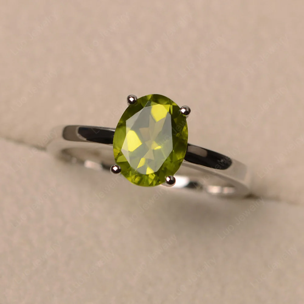Peridot Oval Solitaire Ring