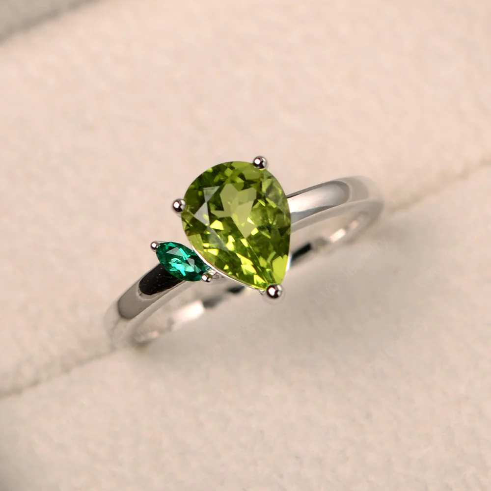 Unique Pear Shaped Peridot Ring