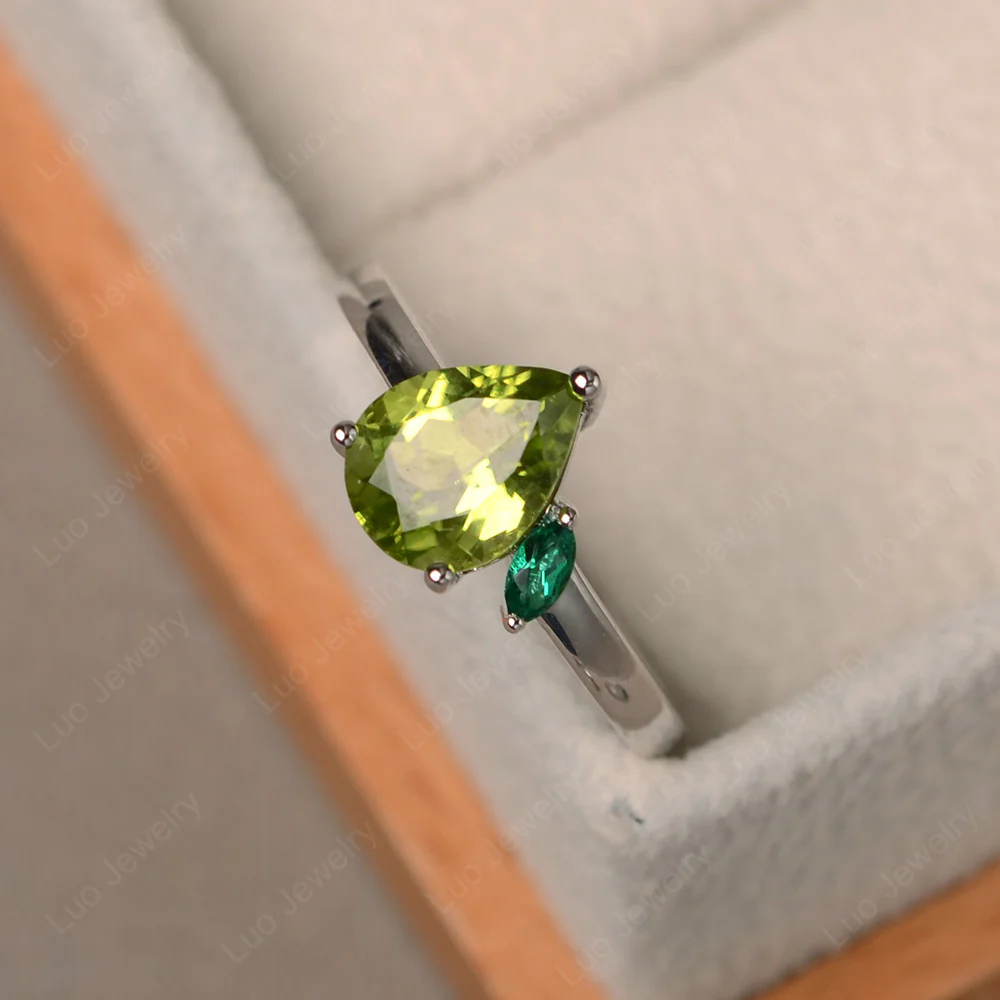 Unique Pear Shaped Peridot Ring - Image 2