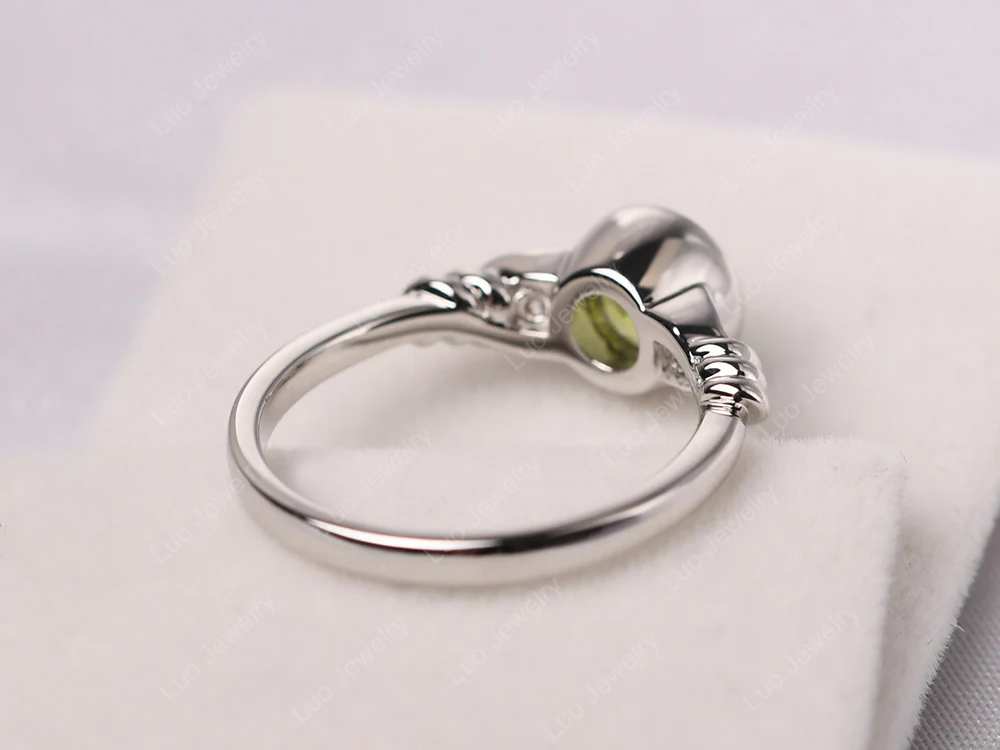 Peridot Ring Round Bezel Engagement Ring - Image 3