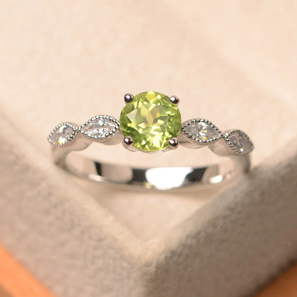Peridot Milgrain Vintage Inspired Ring