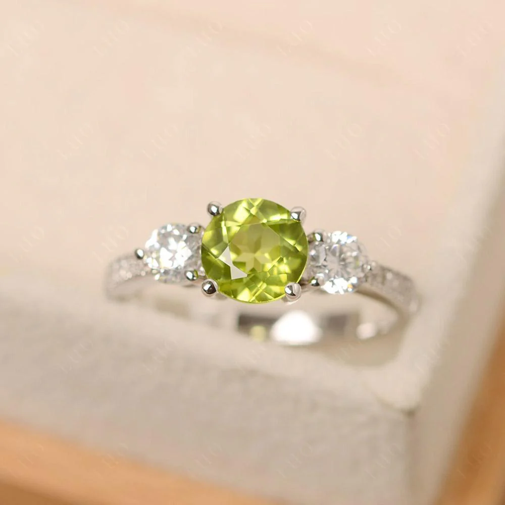 Peridot 3 Stone Engagement Ring - Image 10
