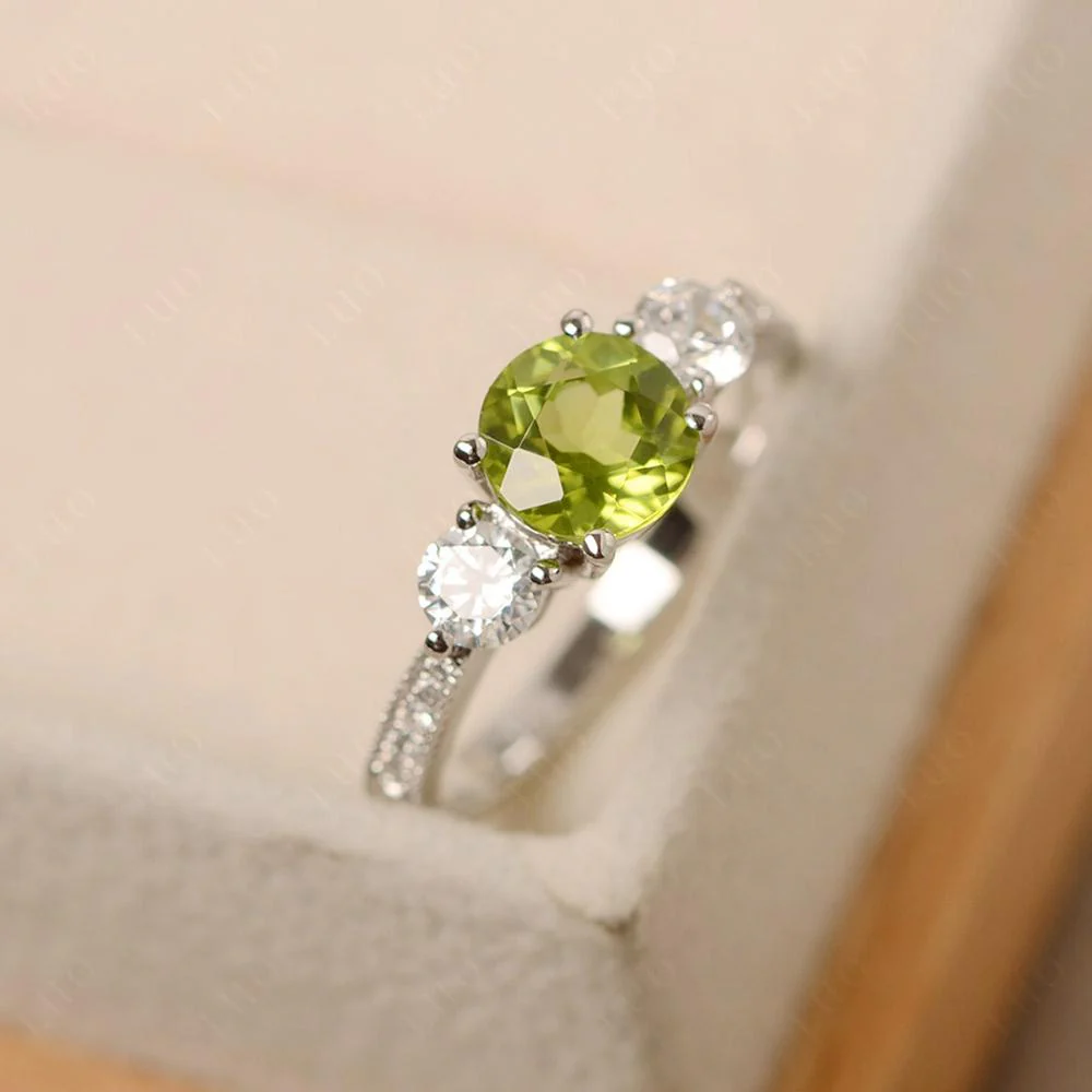 Peridot 3 Stone Engagement Ring - Image 11
