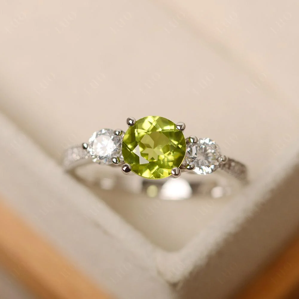 Peridot 3 Stone Engagement Ring - Image 13
