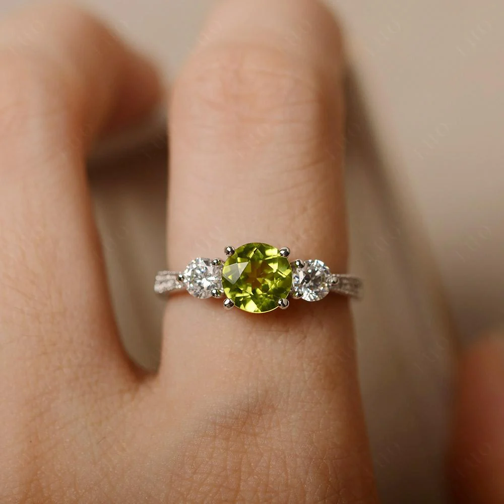 Peridot 3 Stone Engagement Ring - Image 14