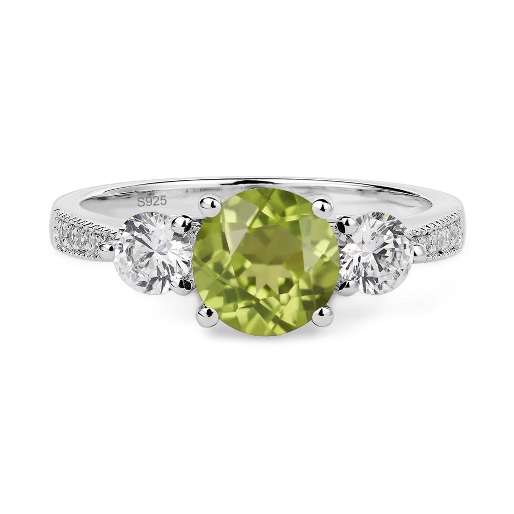 Peridot 3 Stone Engagement Ring - Image 2